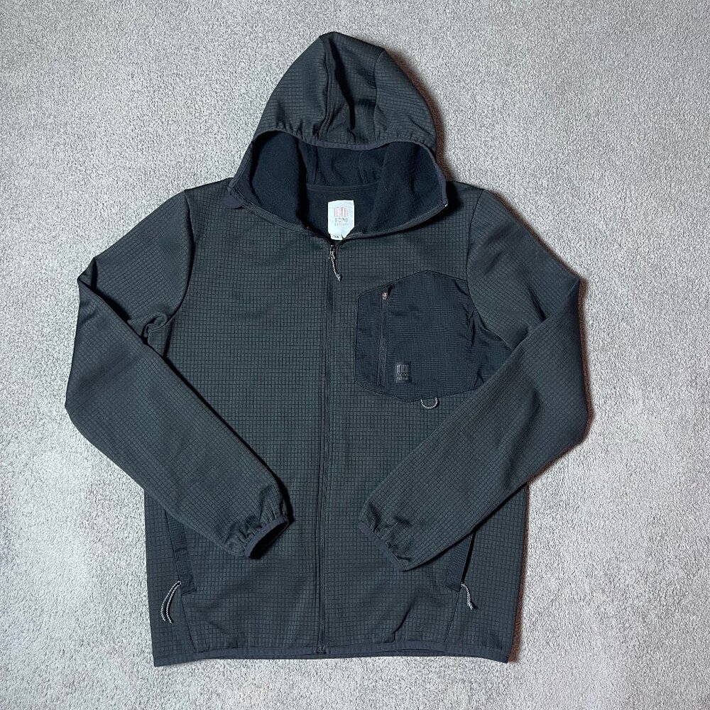Topo Designs Global Midlayer Black Performance Hoodie Jacket Men's Medium
